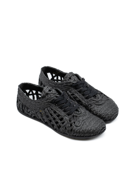 paloma—wool 黒 フラットメッシュシューズ Cora raffia black | Paloma Barceló